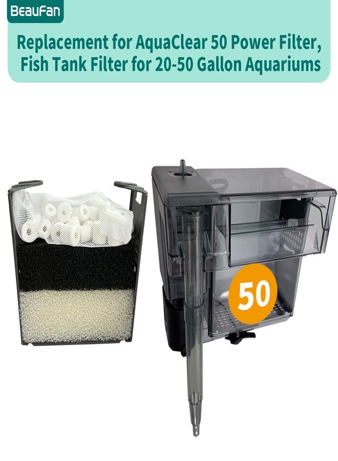 beaufan 4 Set of Three-Stage Filtration Tank Filter Maintenance Kit, Replacement for AquaClear 50/200 50-Gallon Power Filter, Fish Tank Filter for 20- to 50-Gallon Aquariums - Image 2